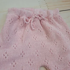 KAZUM 4cz włóczkowy komplet ażurkowy z falbanką 56-68 sweet pink
