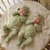 KAZUM 3cz zestaw kombinezon z odpinanym kapturem+czapka+buciki 56-86 olive green