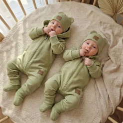 KAZUM 3cz zestaw kombinezon z odpinanym kapturem+czapka+buciki 56-86 olive green