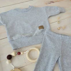 KAZUM Dres bluza oversize + legginsy prążek silver grey ostatnie sztuki 56-104