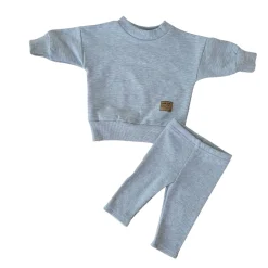 KAZUM Dres bluza oversize + legginsy prążek silver grey ostatnie sztuki 56-104