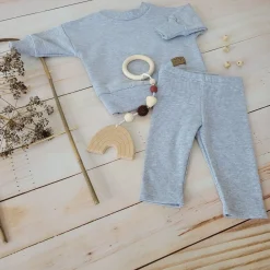 KAZUM Dres bluza oversize + legginsy prążek silver grey ostatnie sztuki 56-104