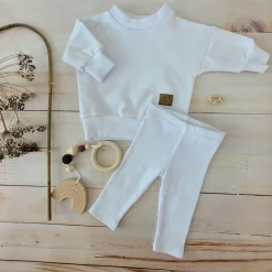 KAZUM Dres bluza oversize + legginsy prążek white ostatnie sztuki 56, 62, 68, 74