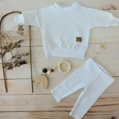 KAZUM Dres bluza oversize + legginsy prążek white ostatnie sztuki 56, 62, 68, 74