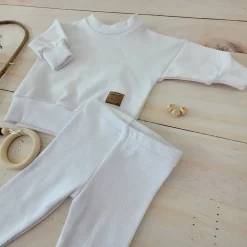 KAZUM Dres bluza oversize + legginsy prążek white ostatnie sztuki 56, 62, 68, 74