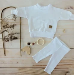 KAZUM Dres bluza oversize + legginsy prążek white ostatnie sztuki 56, 62, 68, 74