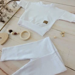 KAZUM Dres bluza oversize + legginsy prążek white ostatnie sztuki 56, 62, 68, 74
