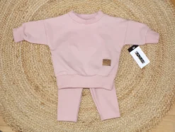 KAZUM Dres bluza oversize + legginsy prążek powder pink ostatnie sztuki 56, 62, 86