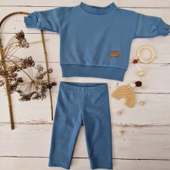 KAZUM Dres bluza oversize + legginsy prążek steal blue ostatnia sztuka 74