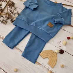 KAZUM Dres bluza oversize + legginsy prążek steal blue ostatnia sztuka 74