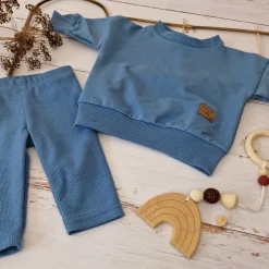 KAZUM Dres bluza oversize + legginsy prążek steal blue ostatnia sztuka 74