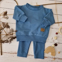 KAZUM Dres bluza oversize + legginsy prążek steal blue ostatnia sztuka 74