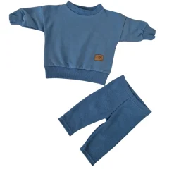 KAZUM Dres bluza oversize + legginsy prążek steal blue ostatnia sztuka 74