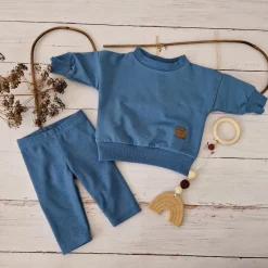 KAZUM Dres bluza oversize + legginsy prążek steal blue ostatnia sztuka 74