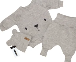 KAZUM Dres bluza oversize + spodnie + czapka z włóczki 56-86 baby brown