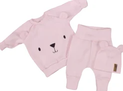 KAZUM Dres bluza oversize + spodnie + czapka z włóczki 56-86 baby rose