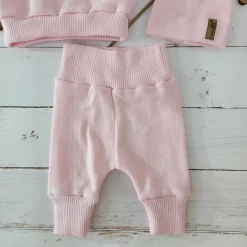 KAZUM Dres bluza oversize + spodnie + czapka z włóczki 56-86 baby rose