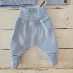 KAZUM Dres bluza oversize + spodnie + czapka z włóczki 56-86 baby blue