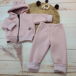 KAZUM Dres bluza + spodnie z dresówki ocieplanej 56-86 powder pink
