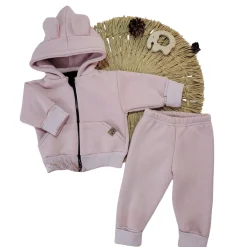 KAZUM Dres bluza + spodnie z dresówki ocieplanej 56-86 powder pink