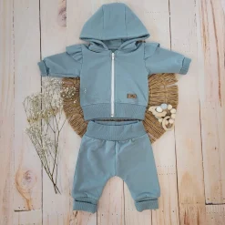 KAZUM Dres dziewczęcy bluza + spodnie z falbankami morski ostatnie sztuki 56-86