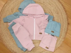 KAZUM Dres dziewczęcy bluza + spodnie z falbankami morski ostatnie sztuki 56-86