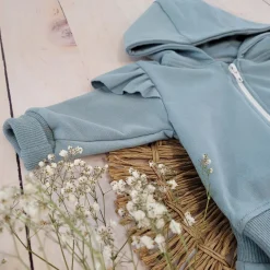 KAZUM Dres dziewczęcy bluza + spodnie z falbankami morski ostatnie sztuki 56-86