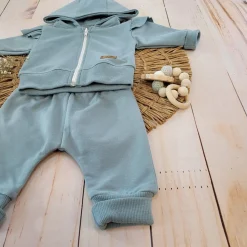 KAZUM Dres dziewczęcy bluza + spodnie z falbankami morski ostatnie sztuki 56-86