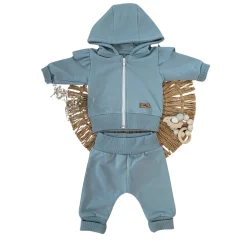 KAZUM Dres dziewczęcy bluza + spodnie z falbankami morski ostatnie sztuki 56-86