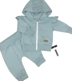 KAZUM Dres dziewczęcy bluza + spodnie z falbankami morski ostatnie sztuki 56-86
