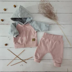 KAZUM Dres niemowlęcy sportowy bluza bejsbolówka + spodnie powder pink ostatnie sztuki 56-86