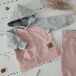 KAZUM Dres niemowlęcy sportowy bluza bejsbolówka + spodnie powder pink ostatnie sztuki 56-86