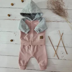 KAZUM Dres niemowlęcy sportowy bluza bejsbolówka + spodnie powder pink ostatnie sztuki 56-86