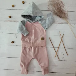 KAZUM Dres niemowlęcy sportowy bluza bejsbolówka + spodnie powder pink ostatnie sztuki 56-86