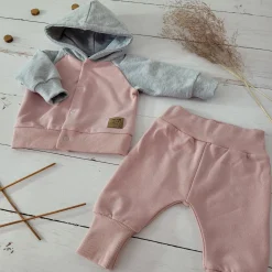 KAZUM Dres niemowlęcy sportowy bluza bejsbolówka + spodnie powder pink ostatnie sztuki 56-86
