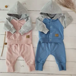 KAZUM Dres niemowlęcy sportowy bluza bejsbolówka + spodnie powder pink ostatnie sztuki 56-86