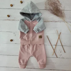 KAZUM Dres niemowlęcy sportowy bluza bejsbolówka + spodnie powder pink ostatnie sztuki 56-86
