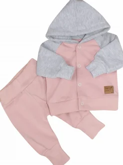 KAZUM Dres niemowlęcy sportowy bluza bejsbolówka + spodnie powder pink ostatnie sztuki 56-86