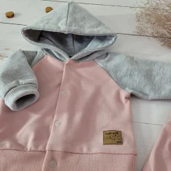 KAZUM Dres niemowlęcy sportowy bluza bejsbolówka + spodnie powder pink ostatnie sztuki 56-86