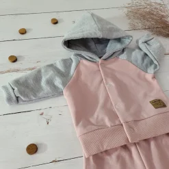 KAZUM Dres niemowlęcy sportowy bluza bejsbolówka + spodnie powder pink ostatnie sztuki 56-86