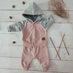 KAZUM Dres niemowlęcy sportowy bluza bejsbolówka + spodnie powder pink ostatnie sztuki 56-86