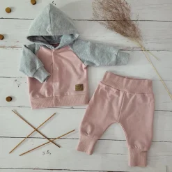 KAZUM Dres niemowlęcy sportowy bluza bejsbolówka + spodnie powder pink ostatnie sztuki 56-86