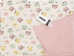 KAZUM Kocyk bawełniany 80x100cm BABY PASTEL PINK BEAR