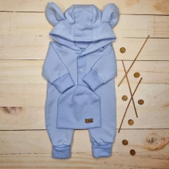 Kazum Kombinezon + czapka pajac 56-86 wygodny bawełniany baby blue