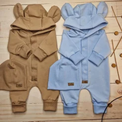 Kazum Kombinezon + czapka pajac 56-86 wygodny bawełniany baby blue
