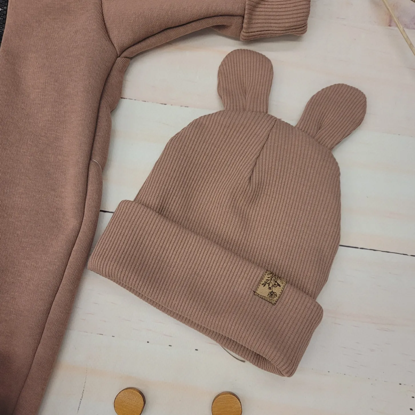 KAZUM Kombinezon na dwa zamki, z ocieplanej dresówki + czapka 56-86 brownie baby