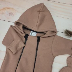 KAZUM Kombinezon na dwa zamki, z ocieplanej dresówki + czapka 56-86 brownie baby