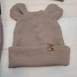 KAZUM Kombinezon na dwa zamki, z ocieplanej dresówki + czapka 56-86 choco brownie