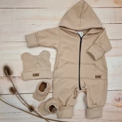 Kazum Kombinezon, pajac 56-92 wygodny bawełniany cappuccino beige