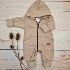Kazum Kombinezon, pajac 56-92 wygodny bawełniany cappuccino beige